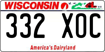 WI license plate 332XOC