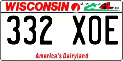 WI license plate 332XOE