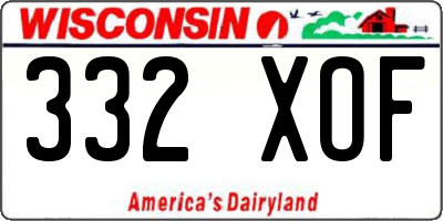 WI license plate 332XOF