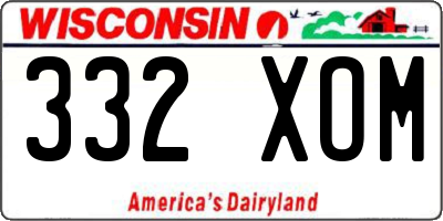 WI license plate 332XOM