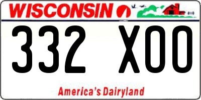 WI license plate 332XOO