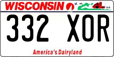 WI license plate 332XOR