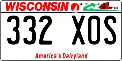 WI license plate 332XOS