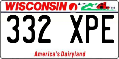 WI license plate 332XPE