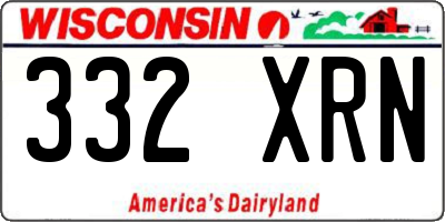 WI license plate 332XRN