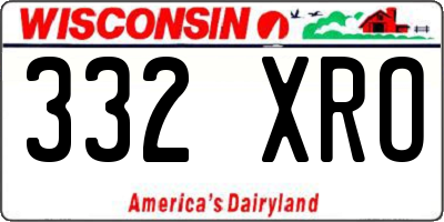 WI license plate 332XRO