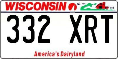 WI license plate 332XRT