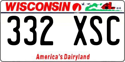 WI license plate 332XSC