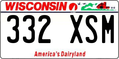 WI license plate 332XSM