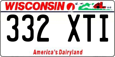 WI license plate 332XTI