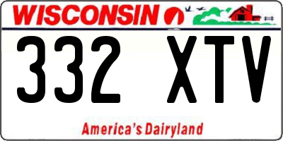 WI license plate 332XTV