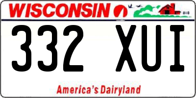 WI license plate 332XUI
