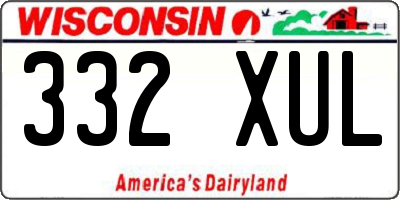 WI license plate 332XUL