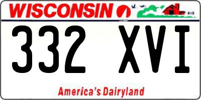 WI license plate 332XVI