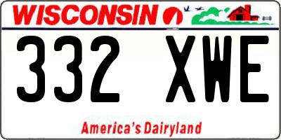WI license plate 332XWE