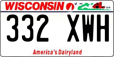 WI license plate 332XWH