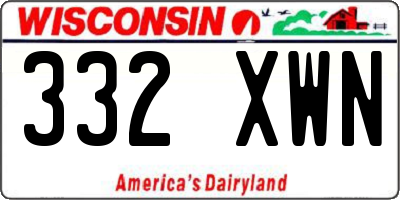 WI license plate 332XWN