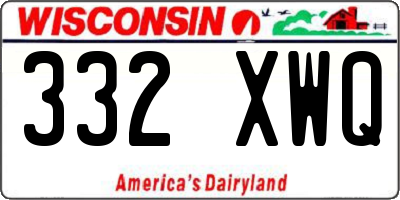 WI license plate 332XWQ