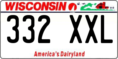WI license plate 332XXL
