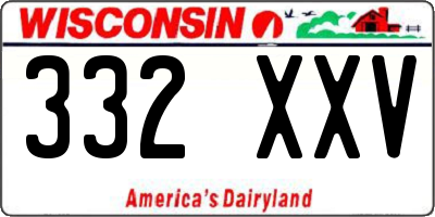 WI license plate 332XXV