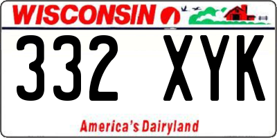 WI license plate 332XYK