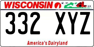 WI license plate 332XYZ