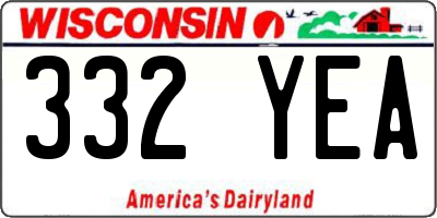 WI license plate 332YEA