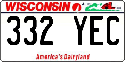WI license plate 332YEC