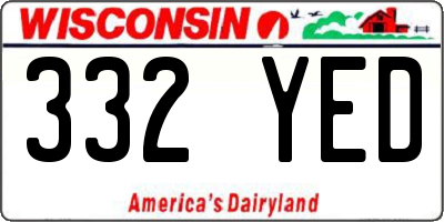 WI license plate 332YED