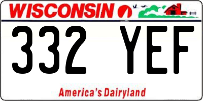WI license plate 332YEF