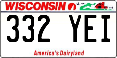 WI license plate 332YEI