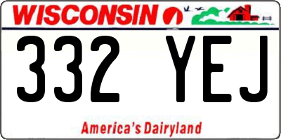 WI license plate 332YEJ