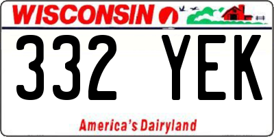 WI license plate 332YEK