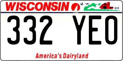 WI license plate 332YEO