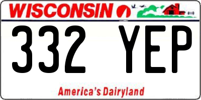 WI license plate 332YEP