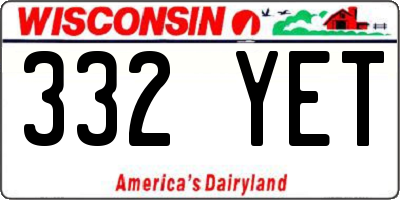 WI license plate 332YET