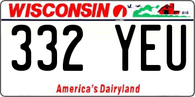 WI license plate 332YEU