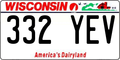 WI license plate 332YEV
