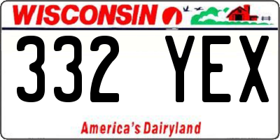 WI license plate 332YEX