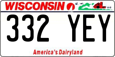 WI license plate 332YEY