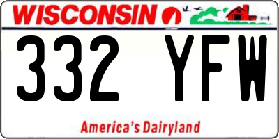 WI license plate 332YFW