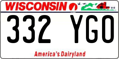 WI license plate 332YGO