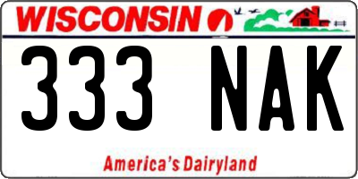 WI license plate 333NAK