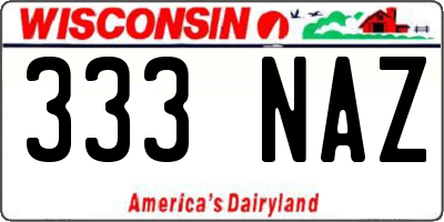 WI license plate 333NAZ