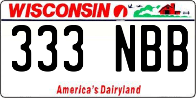 WI license plate 333NBB