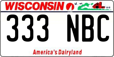 WI license plate 333NBC