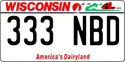 WI license plate 333NBD