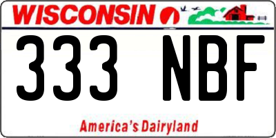 WI license plate 333NBF