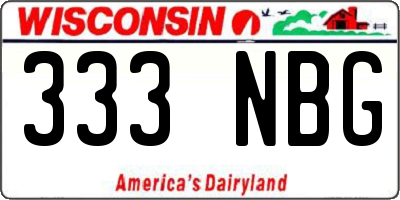 WI license plate 333NBG