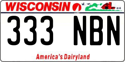 WI license plate 333NBN